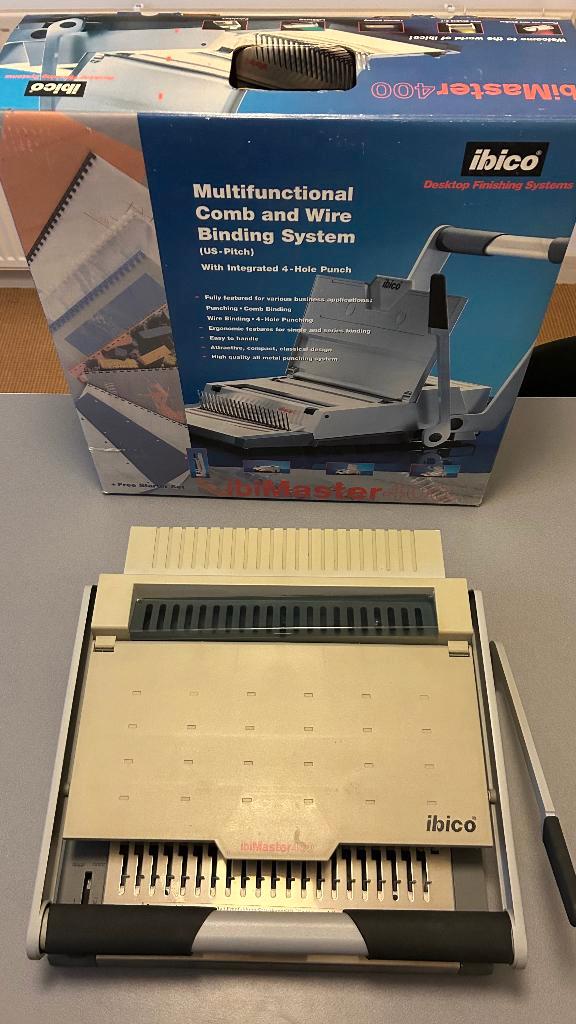 Inbindmachine Ibimaster 400 + plastic en metaal ruggen, Diversen, Bureau-accessoires, Gebruikt, Ophalen