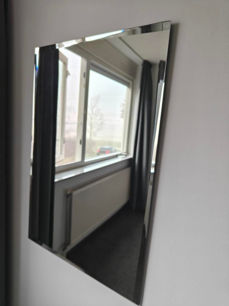 Spiegel met facet rand 70x100, Ophalen, Zo goed als nieuw, Rechthoekig, Minder dan 100 cm