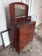 Antieke houten commode met spiegel teak, Ophalen of Verzenden