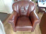 bruin schapen leder fauteuil, Gebruikt, Minder dan 75 cm, Leer, 50 tot 75 cm