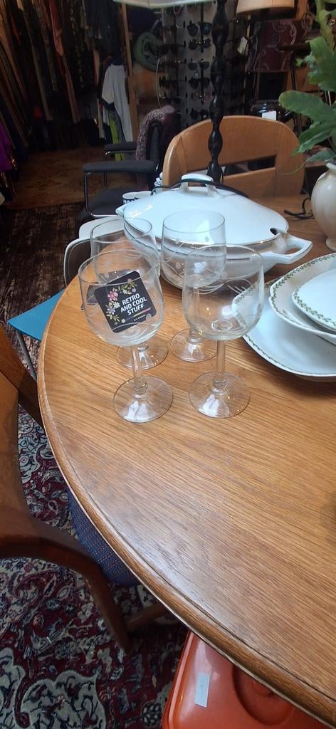 Vintage Gegraveerde Wijnglazen Set, Ophalen of Verzenden