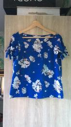 Blauwe ZARA top met bloemen print zomerblouse korte mouwen, Zara, Blauw, Ophalen of Verzenden, Zo goed als nieuw