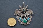 Vintage Broche Zilverkleur met Turquoise 7 cm, Sieraden, Tassen en Uiterlijk, Broches, Overige materialen, 4 tot 7 cm, Gebruikt