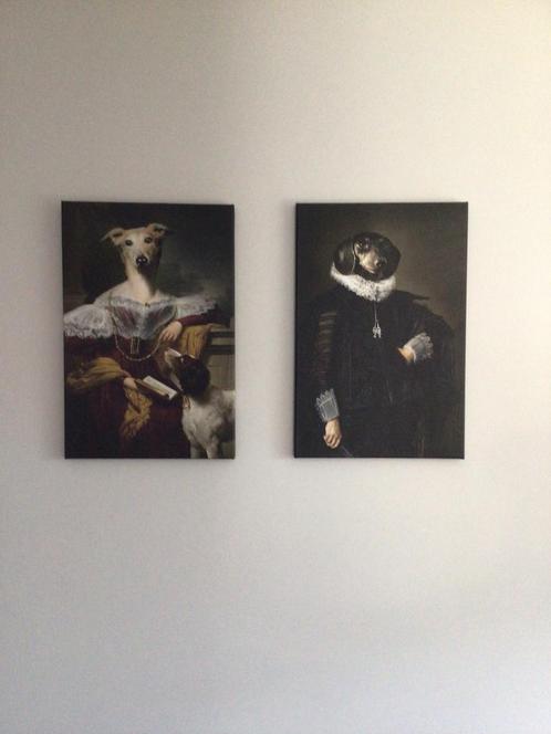 Schilderijen honden van adel, Huis en Inrichting, Woonaccessoires | Schilderijen, Tekeningen en Foto's, Zo goed als nieuw, Schilderij