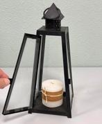 Vintage kaarsenhouder glas metaal kaarsen hanger piramide, 25 tot 50 cm, Zwart, Ophalen of Verzenden, Zo goed als nieuw