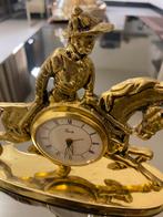 Antieke Equity Klok Ruiter te Paard geel koper Decor, Ophalen of Verzenden