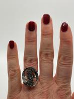 Z689 Prachtige zilveren ring brutalist (verstelbaar), Ophalen of Verzenden, Zilver, Ring