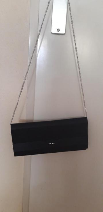 Clutch - avondtasje - Galas -zwart - satijn - met hengsel beschikbaar voor biedingen