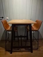 Bartafel statafel met 2 leerlook barstoelen, Ophalen, Zo goed als nieuw