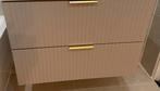 NIEUW! Beige wastafelmeubel geribbeld met gouden handvaten, Ophalen, 50 tot 100 cm, Zo goed als nieuw, Minder dan 100 cm