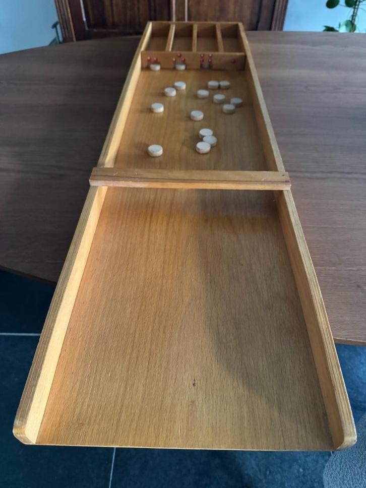 houten sjoelbak compact 120cm lang en 30cm breed, Kinderen en Baby's, Speelgoed | Houten speelgoed, Zo goed als nieuw, Ophalen