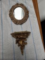 Gipsen spiegeltje en plancette., Antiek en Kunst, Antiek | Spiegels, Ophalen of Verzenden, Ovaal, Minder dan 50 cm, Minder dan 100 cm