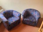 2 fauteuils ofwel kuipjes, Ophalen, Gebruikt, 75 tot 100 cm, Stof