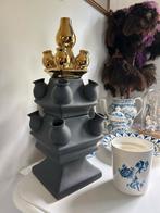 Heinen Zwart-Gouden Tulpenvaas, Huis en Inrichting, Woonaccessoires | Vazen, Zwart, Aardewerk of Porselein, Ophalen of Verzenden