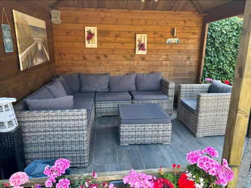 Loungeset met hocker en extra stoel, Tuin en Terras, Tuinsets en Loungesets, Gebruikt, Loungeset, Wicker, Hocker, Stoel, Ophalen