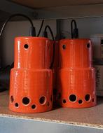 3 aardewerk vintage hanglampen oranje 70s, Huis en Inrichting, Lampen | Hanglampen, Ophalen, Zo goed als nieuw, Vintage aardewerk 70s