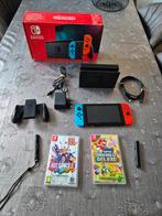 Nintendo switch in doos Met games oa mario de luxe, Ophalen, Zo goed als nieuw, Switch Original, Met games