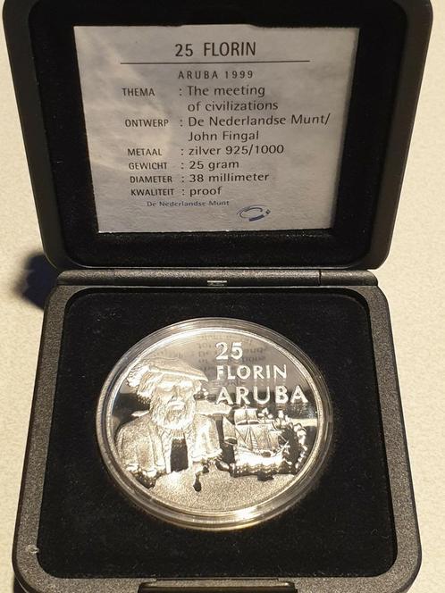 Aruba, 25 florin 1999, 25 gr .925 zilver (9), Postzegels en Munten, Edelmetalen en Baren, Zilver, Ophalen of Verzenden