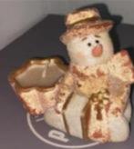 Sneeuwpop waxinelicht met accordeon kerst, Nieuw, Ophalen of Verzenden