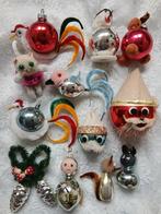 Oude glazen kerstfballen chenille kerstversiering vintage, Antiek en Kunst, Ophalen