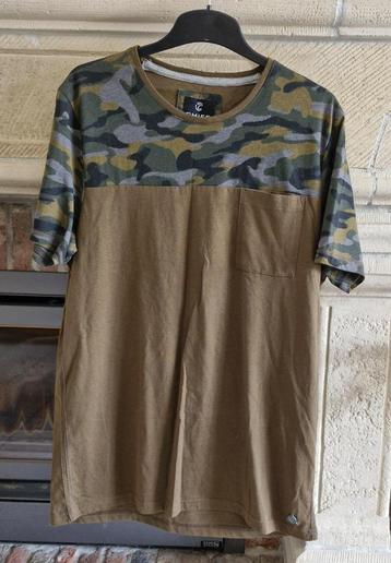 Chief-Heren tshirt KM-maat XL-khaki groen+army print-NIEUW beschikbaar voor biedingen