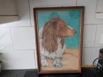 SCHILDERIJ/KRIJTTEKENING SPANIEL IN LIJST- A VAN BRAKEL-1955, Ophalen of Verzenden