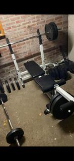 Bankdruk en krachtstation volledige set fitness/gewichten, Sport en Fitness, Ophalen, Zo goed als nieuw, Rug, Overige typen