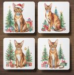 Abessijn Kerst onderzetters met houder, Verzenden, Nieuw, Glas of Kopje