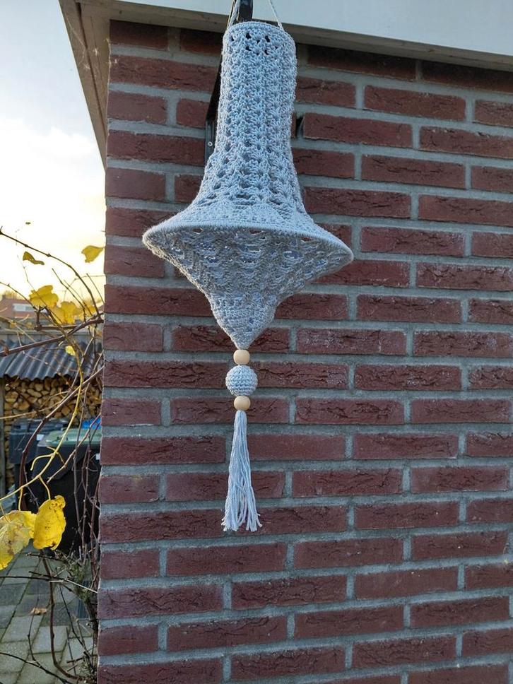 Mini Kroonluchter, lampion - gehaakt, Huis en Inrichting, Lampen | Hanglampen, Nieuw, Minder dan 50 cm, Hout, Stof, Ophalen of Verzenden