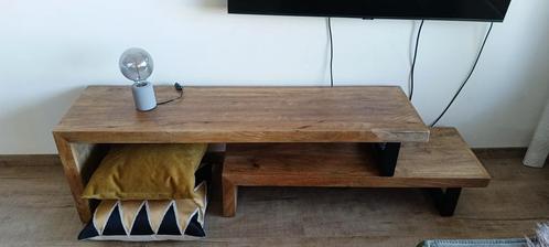 Mango hout TV-meubel / salontafel – robuust en speels design, Huis en Inrichting, Tafels | Salontafels, Zo goed als nieuw, Minder dan 50 cm