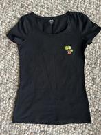 HEMA zwart shirt met borduursel nieuwstaat maat S, Verzenden, Zwart, Korte mouw, Maat 36 (S)