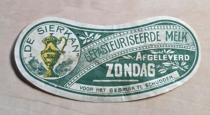 442) ORIGINELE SLUITZEGEL DE SIERKAN MELK ZONDAG, Postzegels en Munten, Postzegels | Thematische zegels, Overige thema's, Ophalen of Verzenden