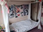 Leuk wit hemelbed met lattenbodem en matras, Huis en Inrichting, Slaapkamer | Bedden, Ophalen, Gebruikt, 90 cm, Eenpersoons