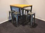 Bartafel / statafel met metalen krukken, Ophalen, Zo goed als nieuw