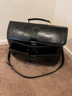 Zwarte leren tas voor laptop en mappen, Computers en Software, Laptoptassen, Ophalen, 15 inch, Zo goed als nieuw, Aktetas