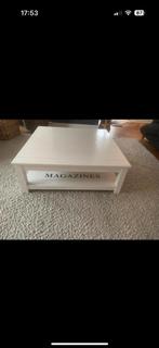 Mason Witte houten salontafel met opbergruimte, 100 tot 150 cm, Vierkant, Zo goed als nieuw, Minder dan 50 cm