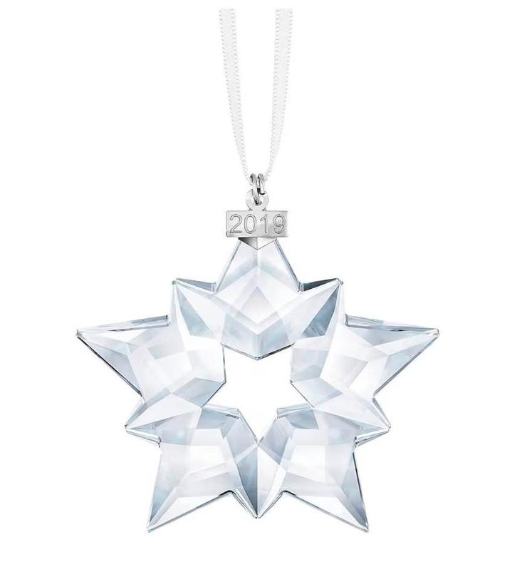 Kerst ster met jaartal plaatje 2019, Verzamelen, Swarovski, Zo goed als nieuw, Figuurtje, Ophalen of Verzenden