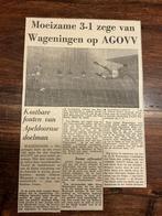 Voetbal krantenartikel Wageningen AGOVV december 1967, Verzamelen, Ophalen of Verzenden, 1960 tot 1980, Knipsel(s)