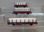 Marklin H0 3 Rongenwagens met lading, Hobby en Vrije tijd, Modeltreinen | H0, Wisselstroom, Gebruikt, Wagon, Ophalen of Verzenden