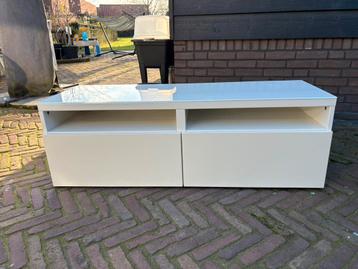 Ikea besta wit TV meubel met glazen plaat 120cm - afbeelding 1