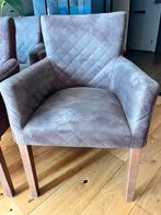 Leren (suede) bruine eettafelstoelen, set van 4, Huis en Inrichting, Ophalen, Gebruikt, Bruin, Leer