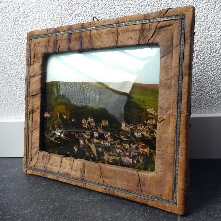 Bad Harzburg pent in lijst foto op bol glas met parelmoer, Antiek en Kunst, Curiosa en Brocante, Ophalen of Verzenden