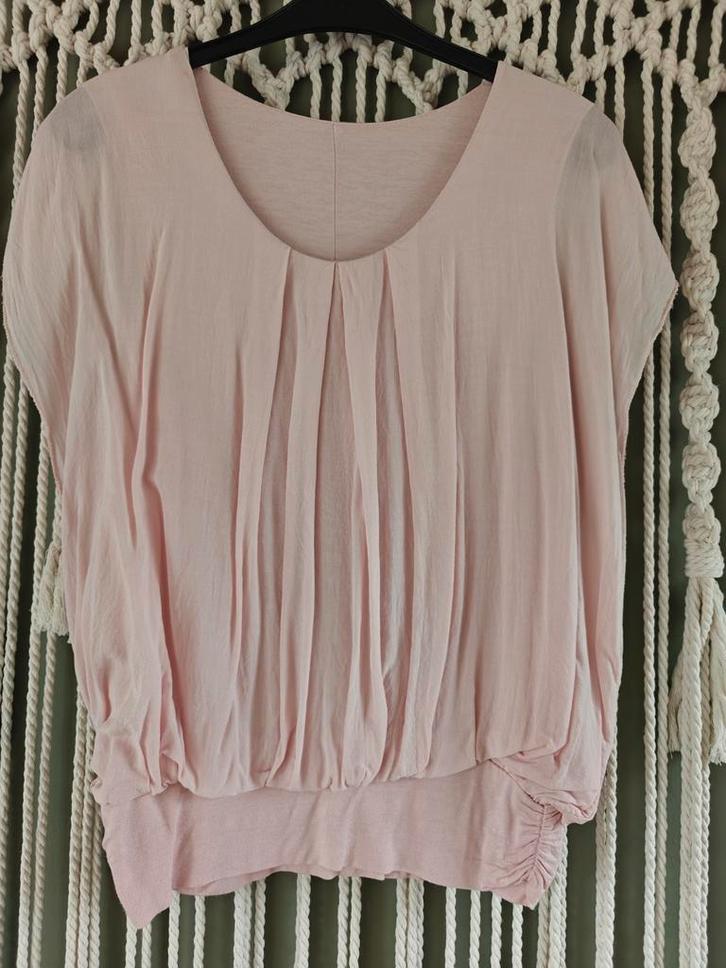 Leuk zomers shirt, zacht roze, Kleding | Dames, Tops, Zo goed als nieuw, Maat 38/40 (M), Roze, Korte mouw, Ophalen of Verzenden