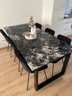 Marmeren eettafel met beschermingslaag een stoelen, Huis en Inrichting, Tafels | Eettafels, Ophalen, 200 cm of meer, 50 tot 100 cm