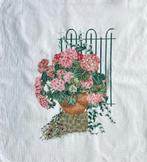 Borduurwerk, zijde, hortensia, viooltje, vintage, Ophalen, Gebruikt, Handborduren, Overige typen