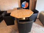 Travantin eettafel met 4 leren stoelen, Ophalen, Zo goed als nieuw