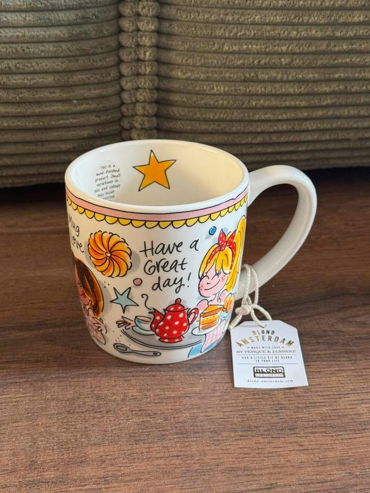 Blond Amsterdam Cappuccino mok Even Bijkletsen B-keus, Huis en Inrichting, Keuken | Servies, Nieuw, Kop(pen) en/of Schotel(s)