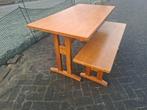Vintage grenen houten tafel met bankje, zie foto's voor maat, Ophalen