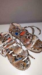 Wikkel Sandalen slangenpatroon gekleurd 37, Zwart, Nieuw, Onbekend, Sandalen of Muiltjes
