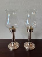 Vintage BMF Verzilverde Windlicht Kandelaren, Kaarsenhouder, Gebruikt, Ophalen of Verzenden, Metaal, Kandelaar